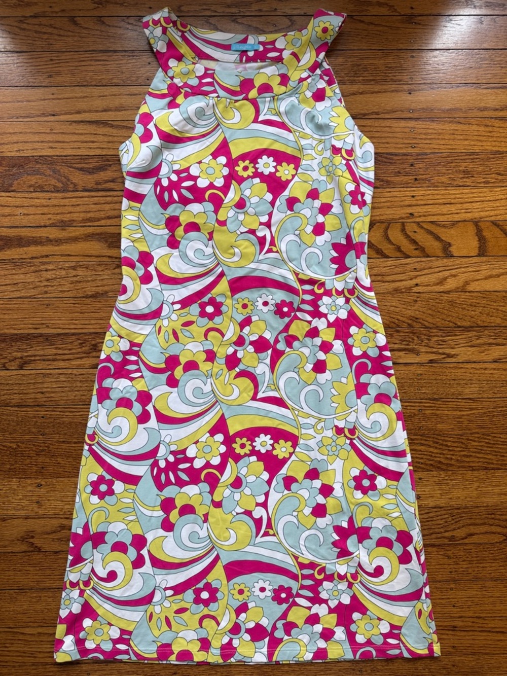 J. McLaughlin Pink, Yellow & Light Blue Floral Halter Dress